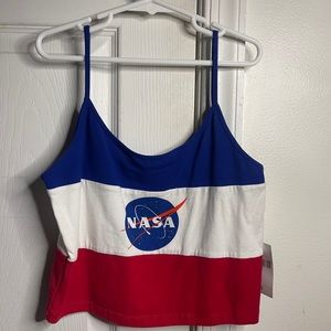 Red white and blue nasa crop top